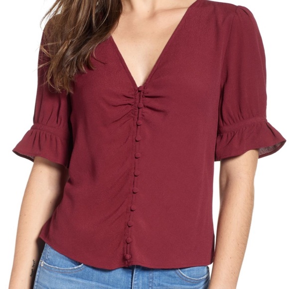 Madewell Tops - Madewell Daylight Top Burgundy V- Neck Blouse 0
